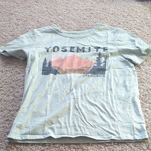 Zoe + Liv Light Green Yosemite Graphic Tee with Peach & Brown Print